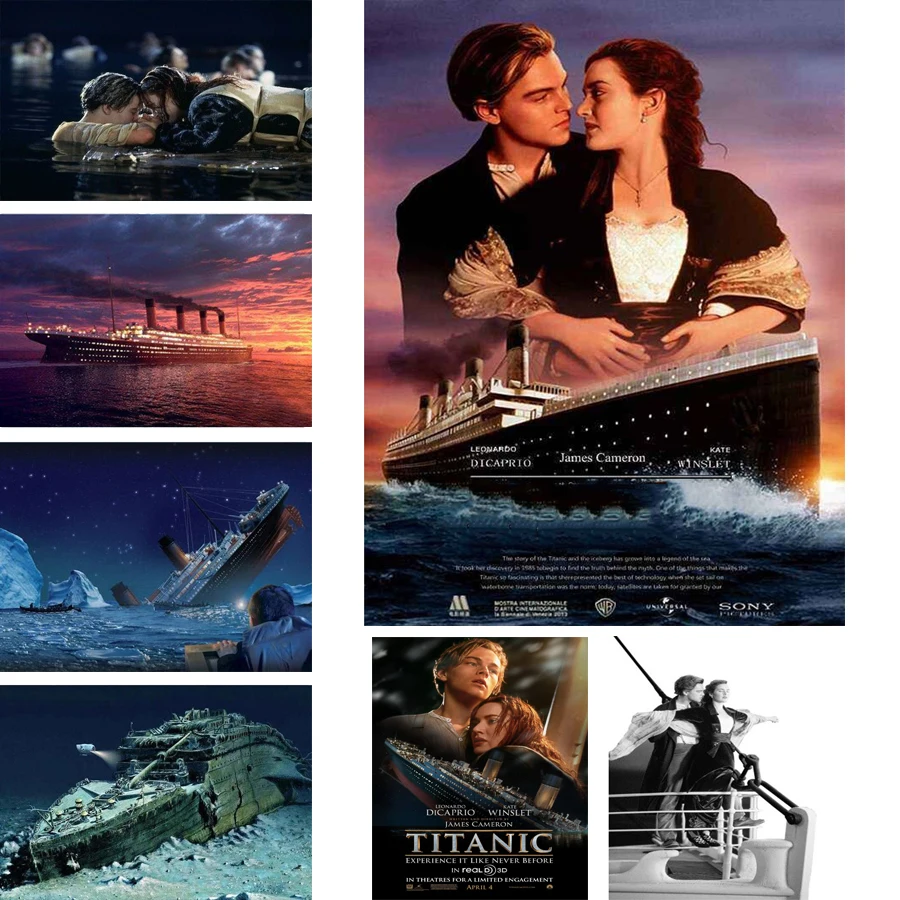 5D DIY diamentowa malowanie Titanic Movie poster pełna kwadratowa mozaika diamentowa haft obrazy na ścianę element wystroju do salonu