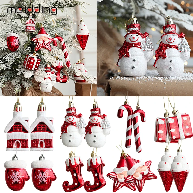 

1set Christmas Decoration Snowman Crutch Christmas Tree Hanging Ornaments for Home Xmas Decorations Navidad Gift New Year Gift