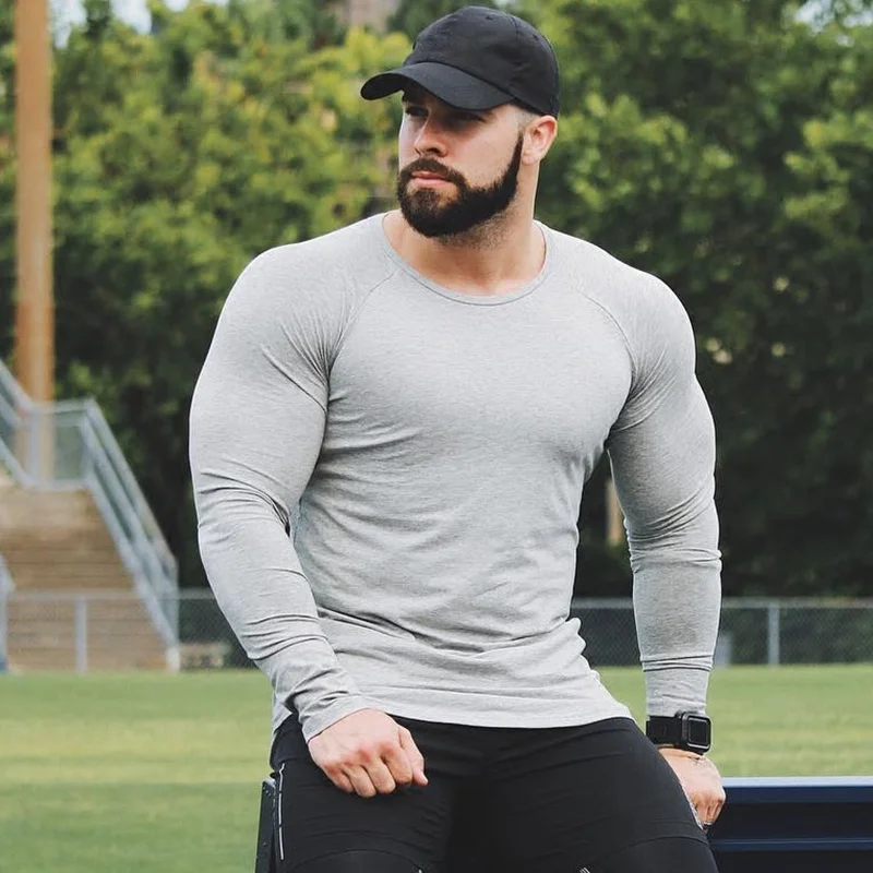 Men Casual Skinny T-shirt Cotton Shawl Sleeve Shirts Gym Fitness Bodybuilding Workout Patchwork Tee Tops Male Crossfit Clothing