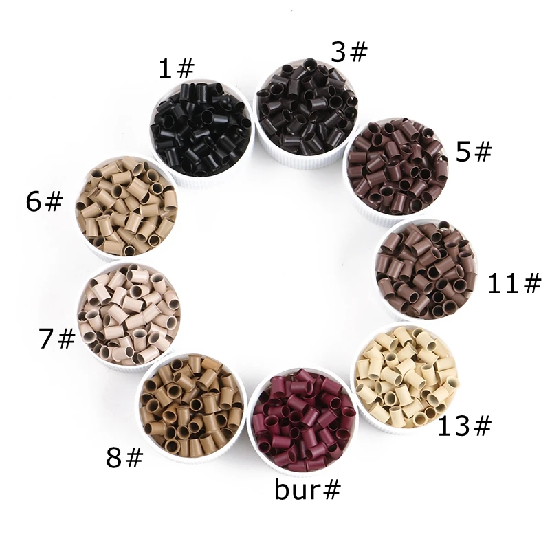 1000 Buah 4.0*3.6*6Mm Flare Euro Lock Tembaga Tabung Micro Rings Links Beads untuk Stick I Tip Hair Extension 3 # Dark Brown