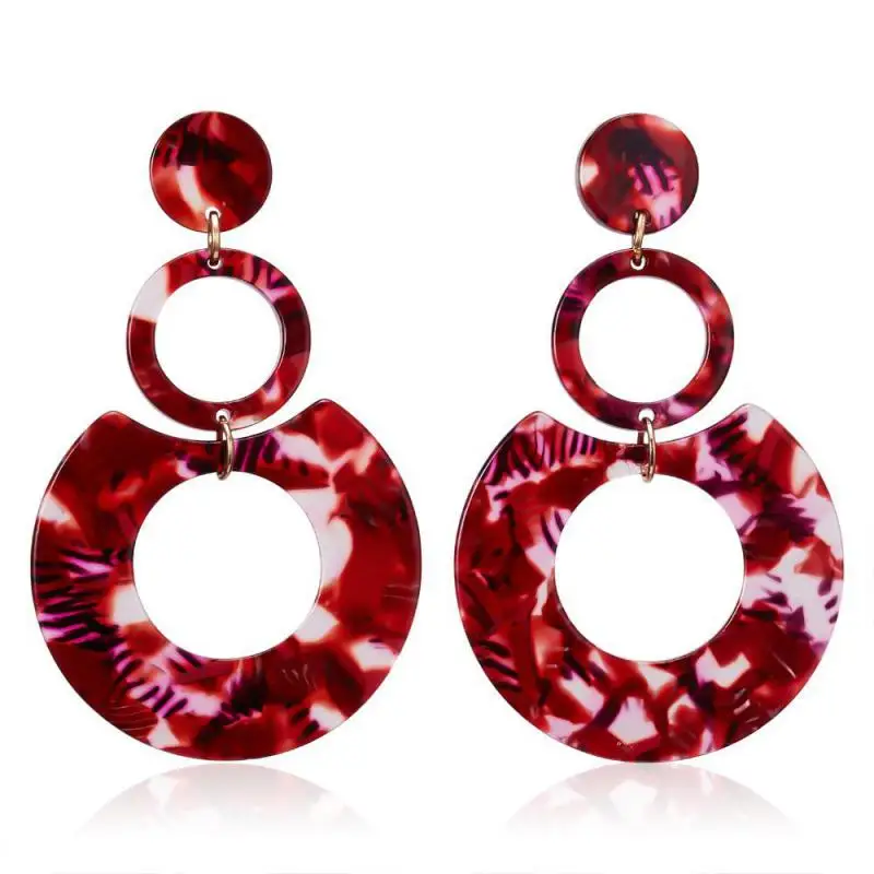 Boucles d'oreilles géométriques multicouches en acrylique, plaque d'acétate, cercle de tempérament, doux et exagéré, nouvelle mode, 2021