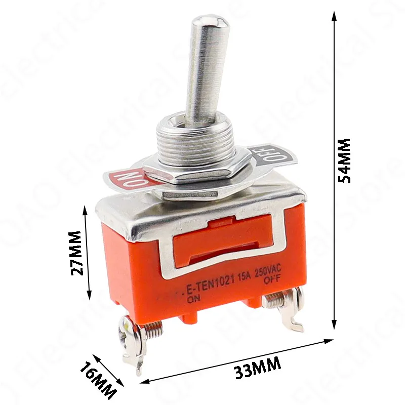 Free Shipping 1pcs Good Quality E-TEN1021 2-Pin SPST 2 Terminal ON-OFF 15A 250V Toggle Switch orange