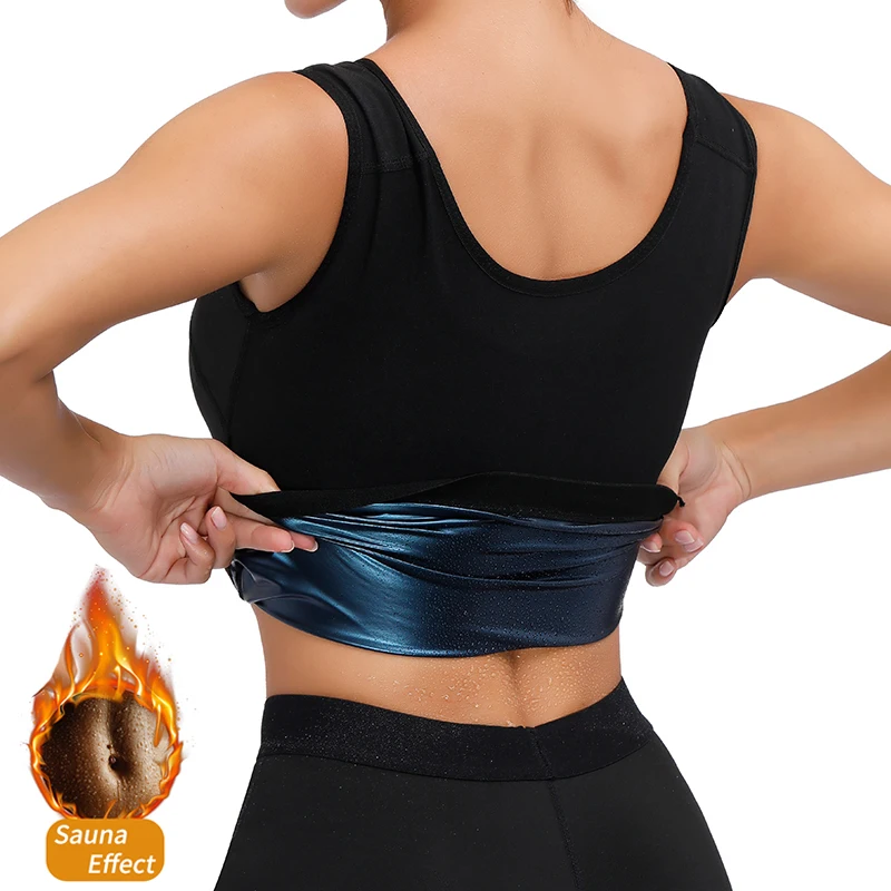 Women Sauna Vest Sweat Body Shaper Waist Trainer Trimmer Weight Loss Fat Burner Belt Workout Polymer Slimming Compression Shirt