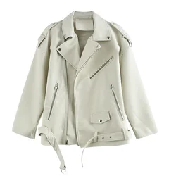 Chaquetas de piel sintética para mujer, traje suelto de locomotora corta, chaqueta de cuero PU, abrigo, d273, color negro, novedad de primavera y otoño, 2022