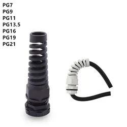 5PCS IP68 waterproof M12 PG7 / PG9 / PG11 cable seal sleeve connector plastic screw stress protector 3-6mm anti-bending