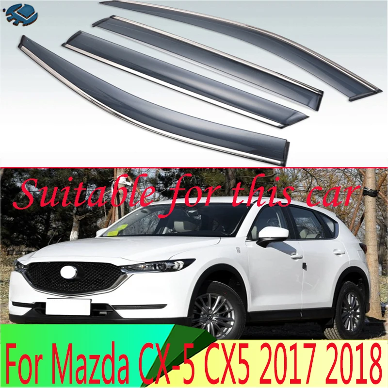 

For Mazda CX-5 CX5 2017 2018 Plastic Exterior Visor Vent Shades Window Sun Rain Guard Deflector 4pcs