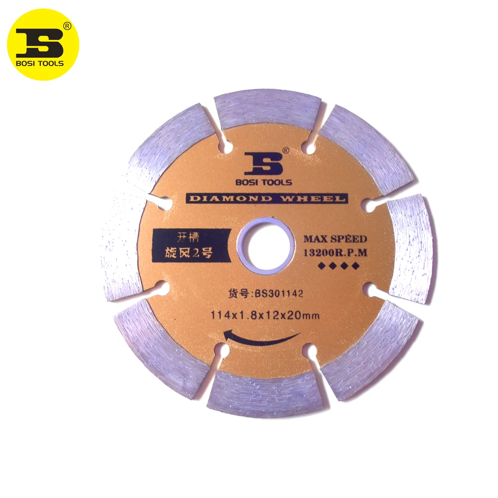 BOSI 114x1.8x12x20mm Segment Diamond Cutting Blade For Concrete Wall Grooving