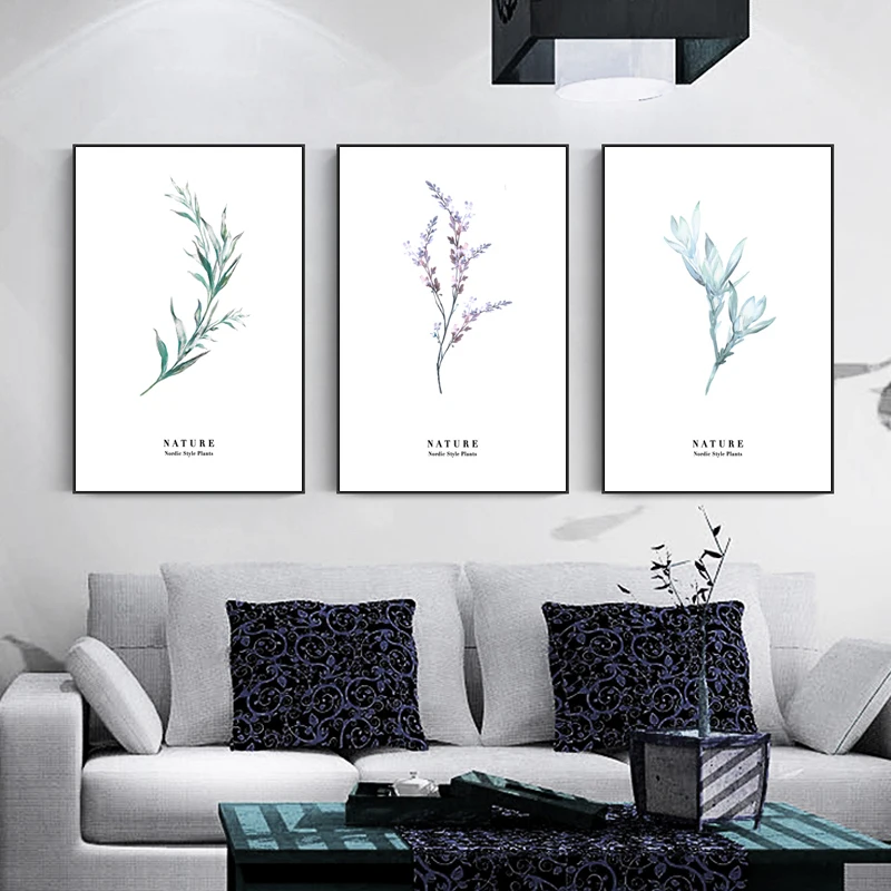 

Nordic Style Flower Leaves Wall Art Posters Green Plants Branch Canvas Paintings Home Decorative Pictures for Living Room Print