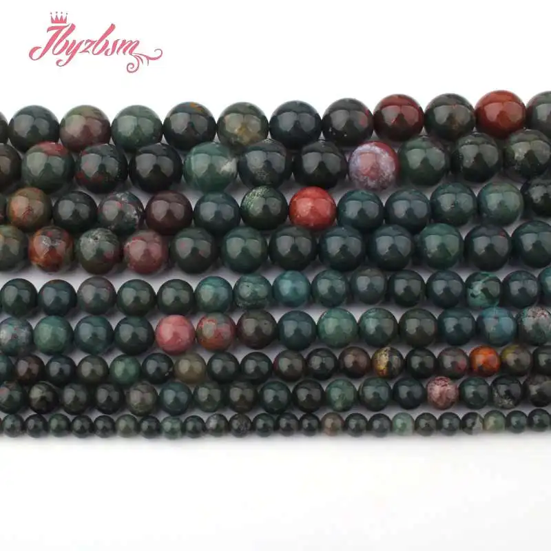 4/6/8/10/12mm Natural Bloodstone Heliotrope Round Smooth Stone Beads for DIY Accessories Necklace Bracelets Jewelry Making 15\