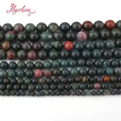 4/6/8/10/12mm Natural Bloodstone Heliotrope Round Smooth Stone Beads for DIY Accessories Necklace Bracelets Jewelry Making 15