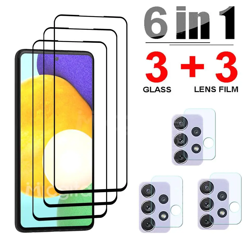 Tempered Glass For Samsung Galaxy A52 A72 5G A32 A22 4G A12 A42 A52S Screen Protector Camera Lens Film For Samsung A52 Glass