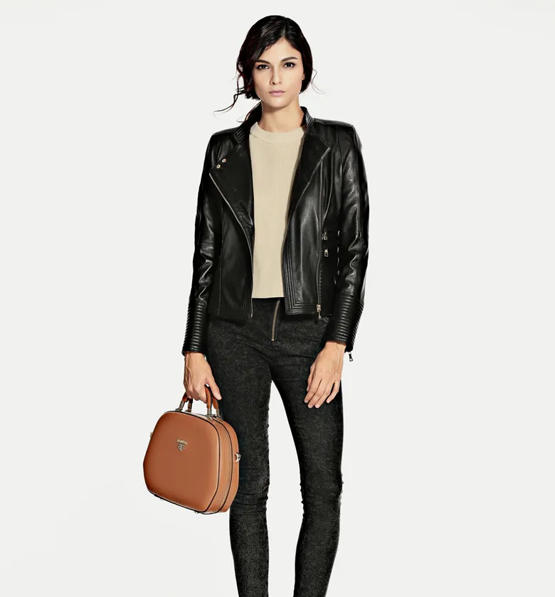 Abrigo de piel de oveja Natural para mujer, chaqueta Bomber con cremallera, gran calidad, F871, 100%
