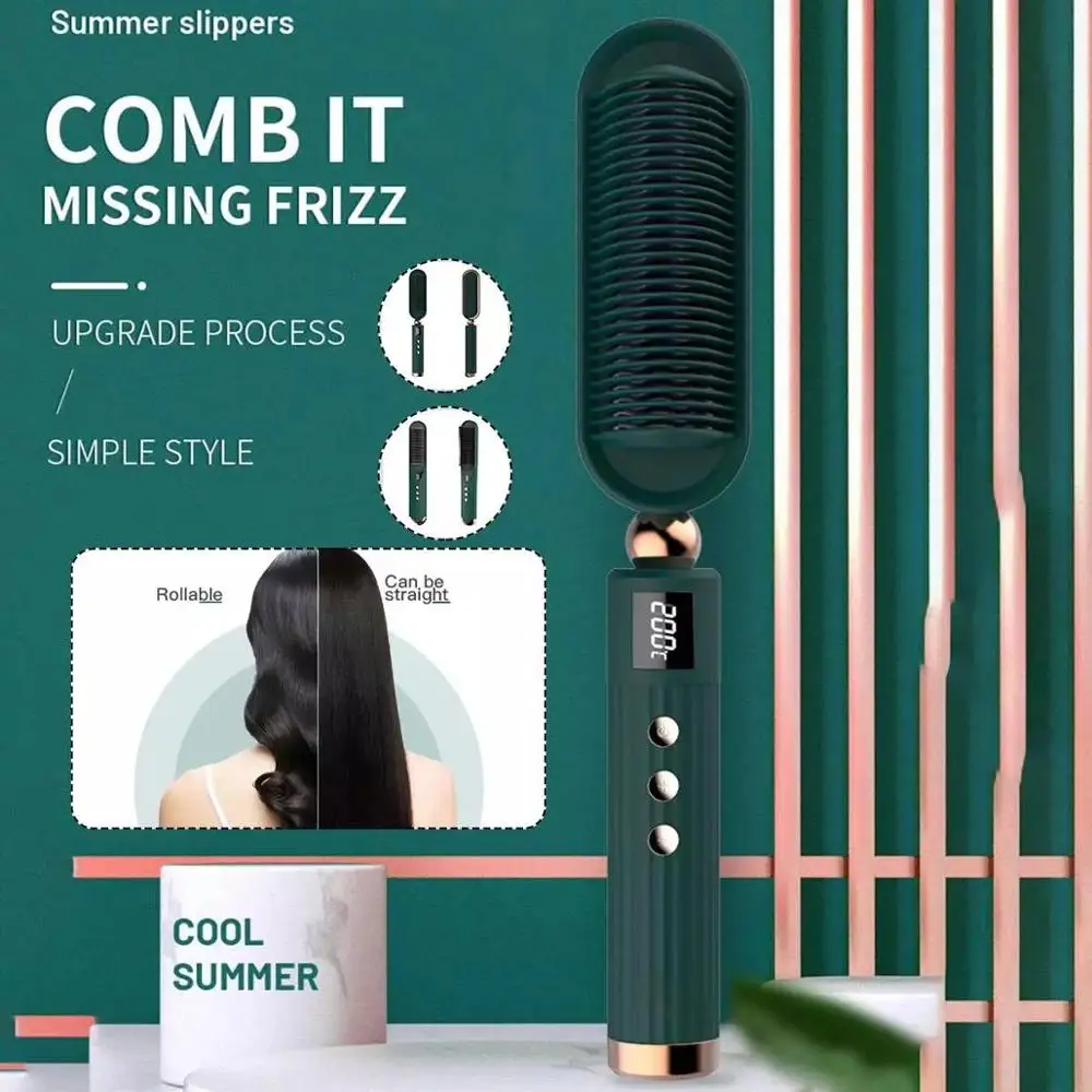 

Straightening Brush Hot Heating Comb Multifunctional Hot Air Comb Negative Ion Curly Hair Dual Purpose Hair Straightener