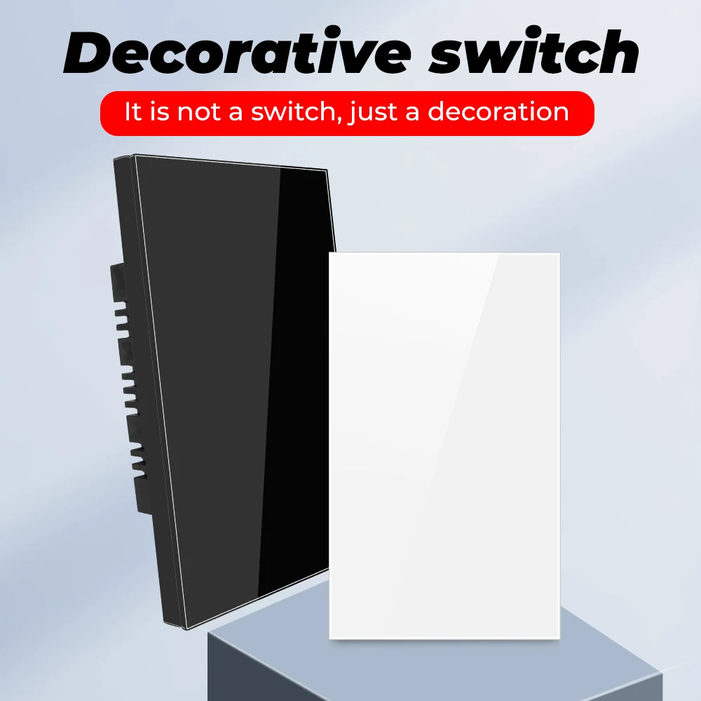 SMATRUL Blank Decorative Wall Switch US Brazil Bottom Box Tempered Glass Home Without Smart Wifi Touch Function Black White Gold