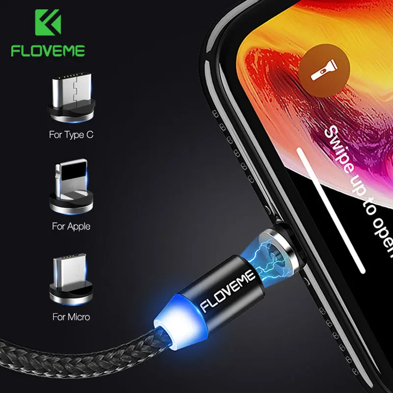 FLOVEME-Cable de carga magnética USB tipo C para iPhone, cargador magnético de 1M, Micro Cable de carga USB, para iPhone 14, 13 Pro Max