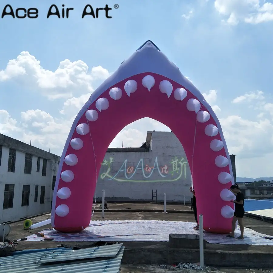 Giant 5x5m Inflatable Shark Arch Air Animal Head  Archway Toy Balloon For Ocean Events