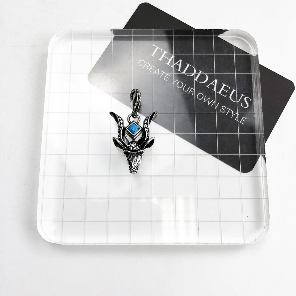 Blue Antelope Head Design 925 Sterling Silver Pendants Charm For Women Men Animal Fine Jewelry