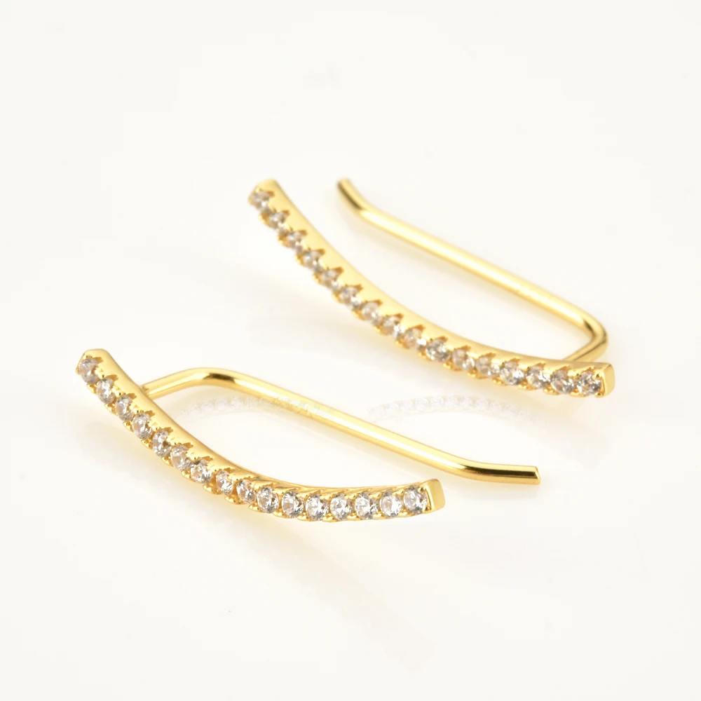 Kikichicc 925 Sterling Silver Gold 22mm Climber Women Fashion Rock Punk Earring Piercing Long Fashion Crystal Jewelry Wedding — zdjęcie 6