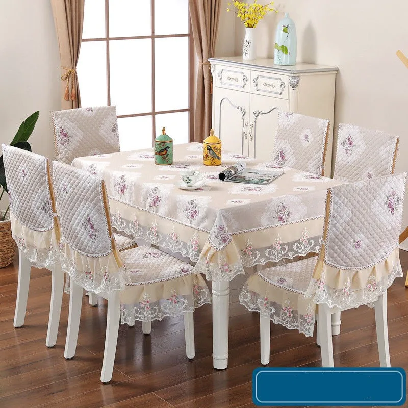 Retro Jacquard Tablecloth Set Lace Chair Cover Dining Chair Cushion Rectangular Table Cloth Home Wedding Decor Simple Table Mat