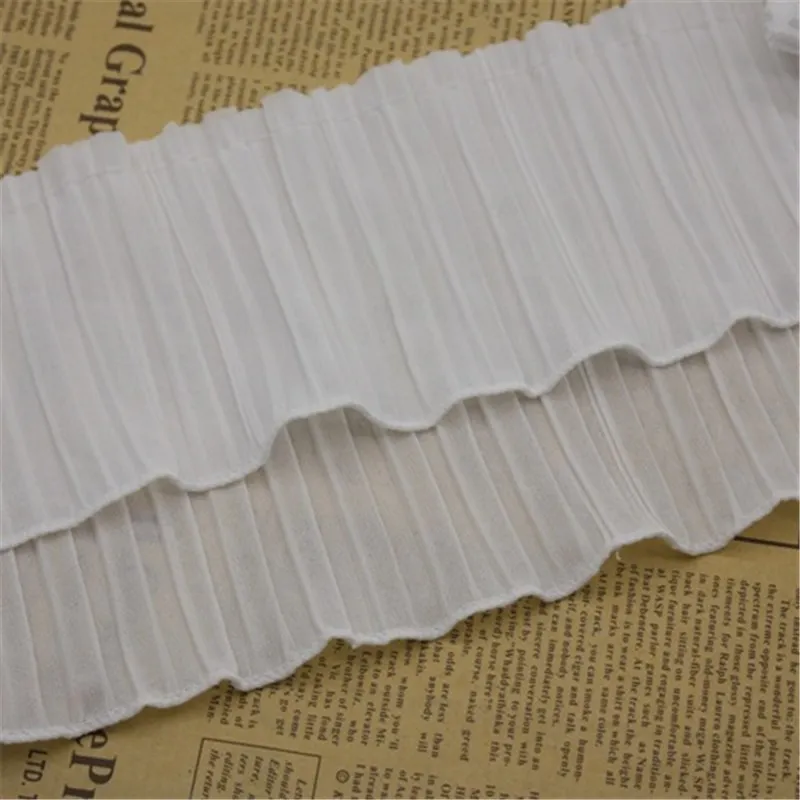 Now 13cm Double Pleated Chiffon Clothing Ruffle  Lace Overlock Organ Pleated Regular Pleated Skirt Decorative Lace