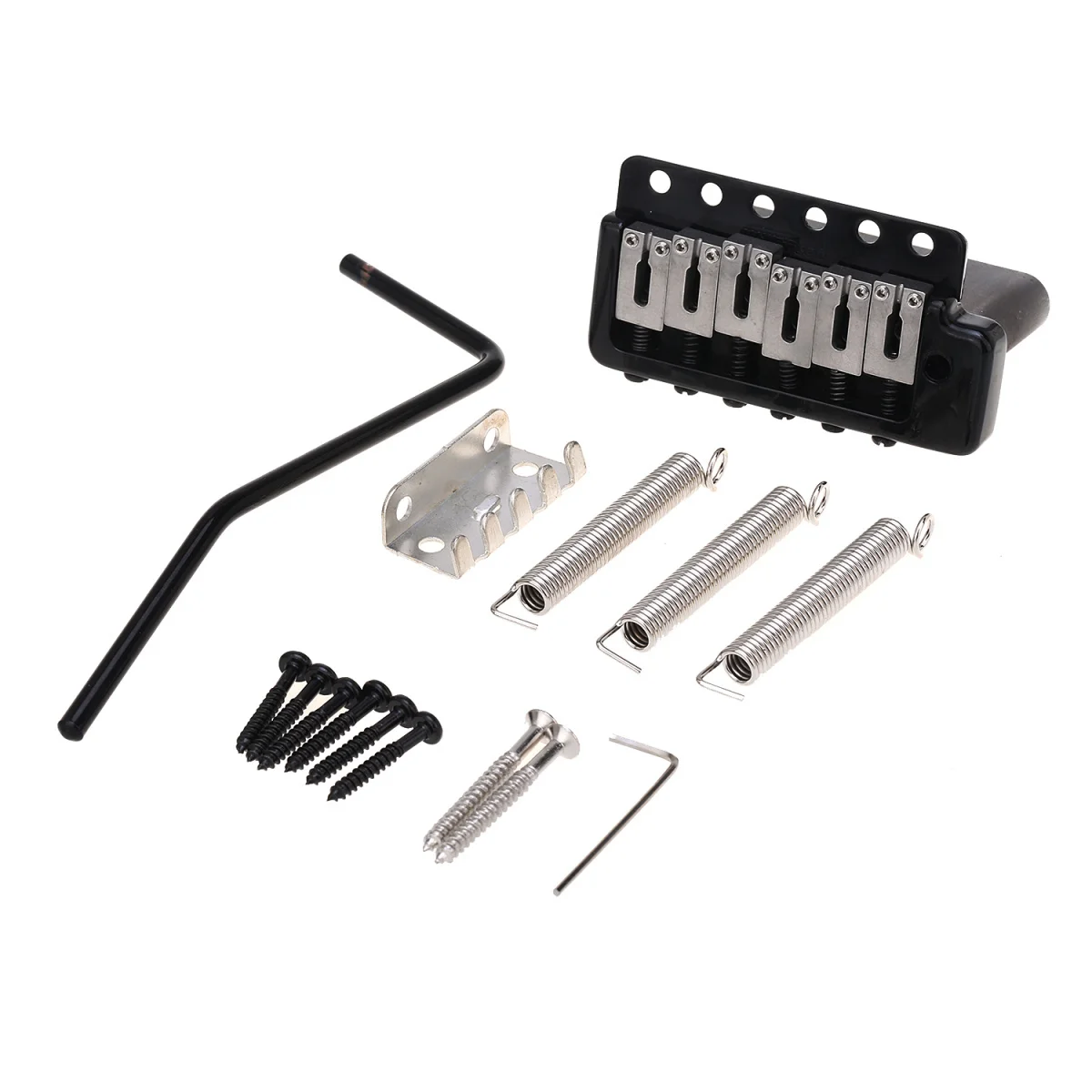 Wilkinson WVPC-SB 54mm 6-Hole Steel Saddles Guitar Tremolo Bridge with Steel Block for Import Strat and Japan Strat, Black