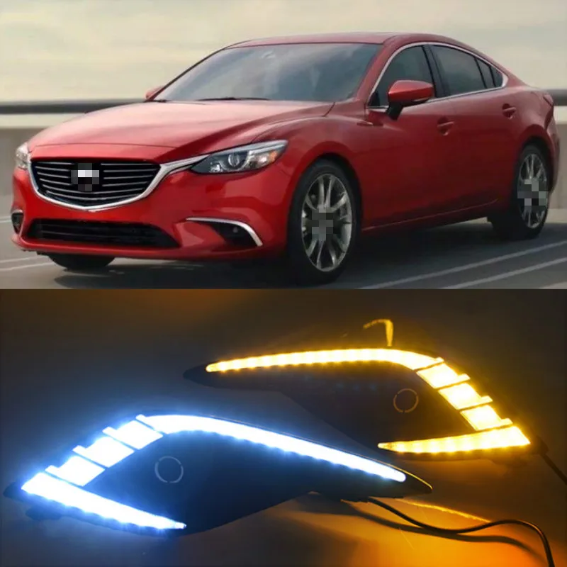 

Turn Signal Light and dimming style Relay 12V LED car DRL daytime running light with fog lamp hole for Mazda 6 Atenza 2016-2018