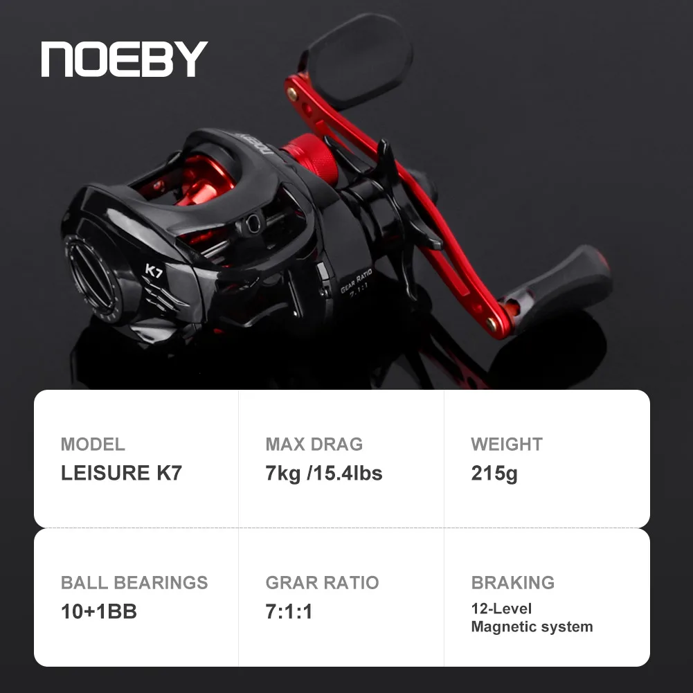 NOEBY Baitcasting Fishing Reel 7kg Darg 7.1:1 High Speed Ratio Ultralight Magnetic System Casting finesse Fishing Reels