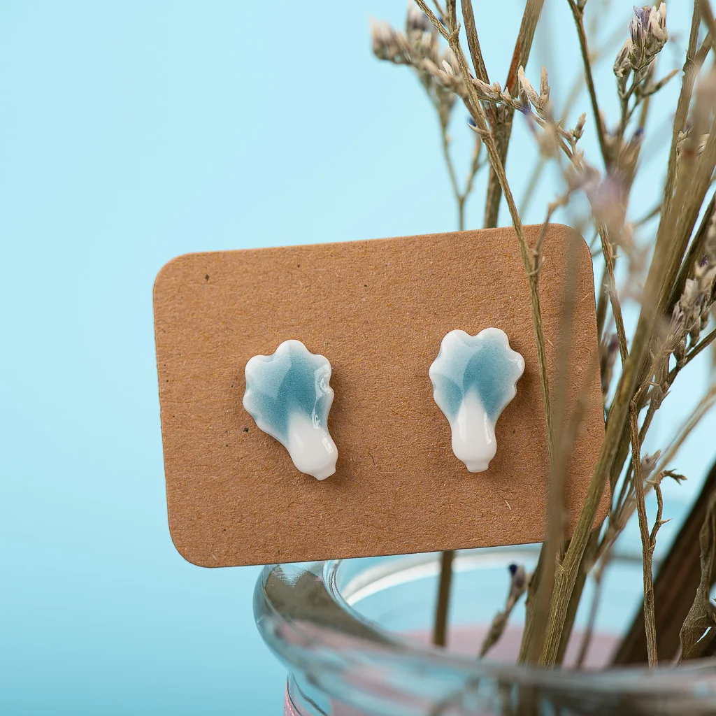 Plant Series Cute Little Cabbage Ceramic Earrings, Exquisite Porcelain Accessories Wholesale #LY207