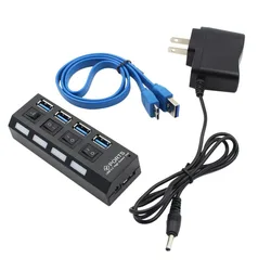 Airies USB 3.0 haute vitesse avec quatre ports dans, adaptateur secteur compact et léger, alimentation, le plus récent