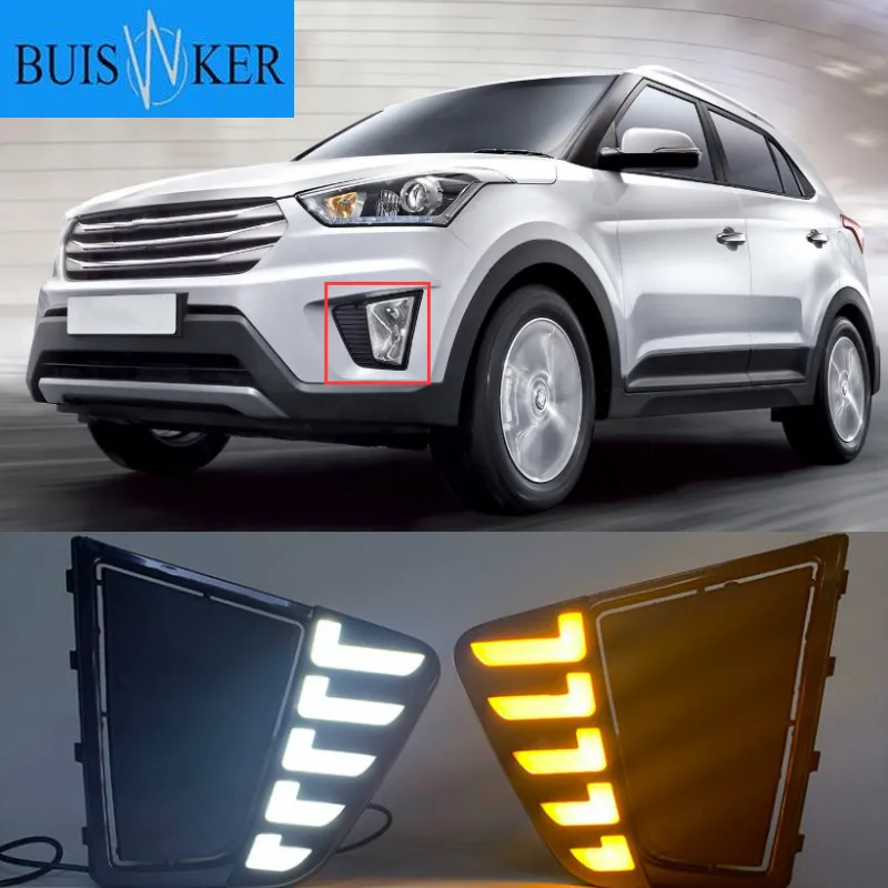 LED DRL Daytime Running Lights LED Day Lights for Car Special Hyundai IX25 Creta 2014 2015 2016 Replace Fog Lamp Cover Holes