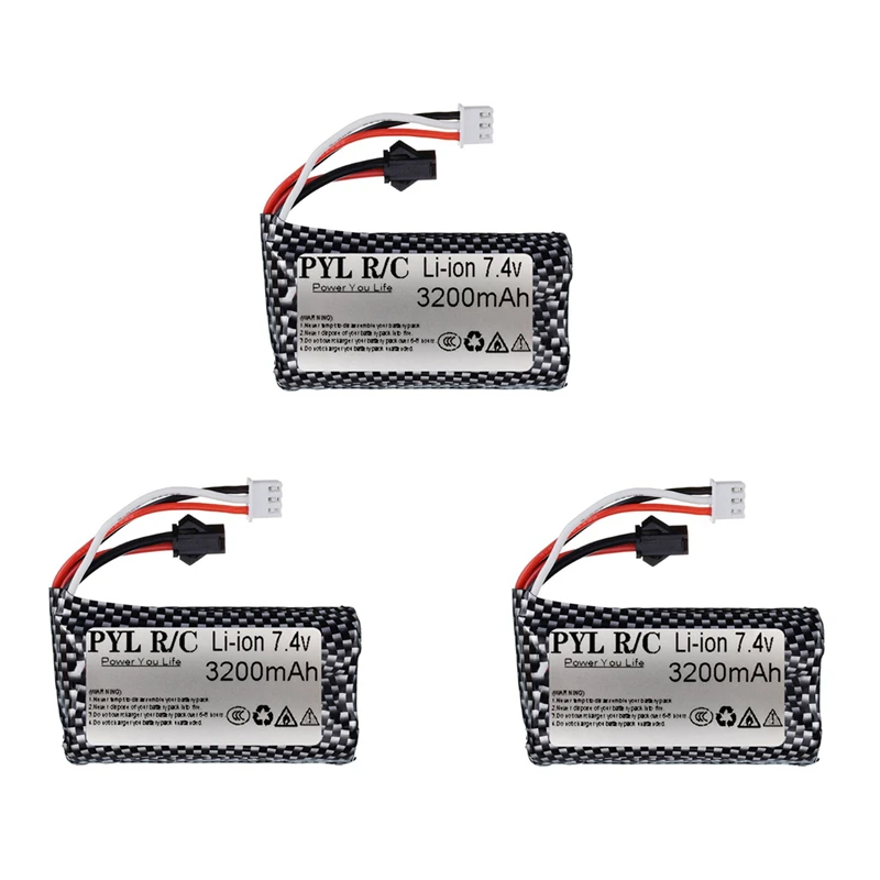 5 uds (enchufe SM) 7,4 V 3200mAH 25C 18650 batería de iones de litio para RC helicóptero coche tanques tren barcos pistolas juguetes 2S 7,4 V batería al por mayor