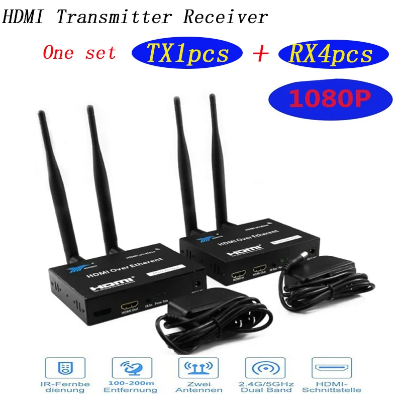 5GHz 무선 전송 HDMI Extender, 송신기 수신기 비디오 컨버터, 100M 200M 무선 Wifi HDMI 발신자, DVD PC TV 1