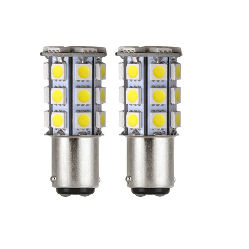 2pcs 1157 P21/5W BAY15D S25 1156 BA15S P21W LED Lights Car 5050 27SMD Turn Signal Bulbs Auto Reverse Light Brake Lamp 12V white