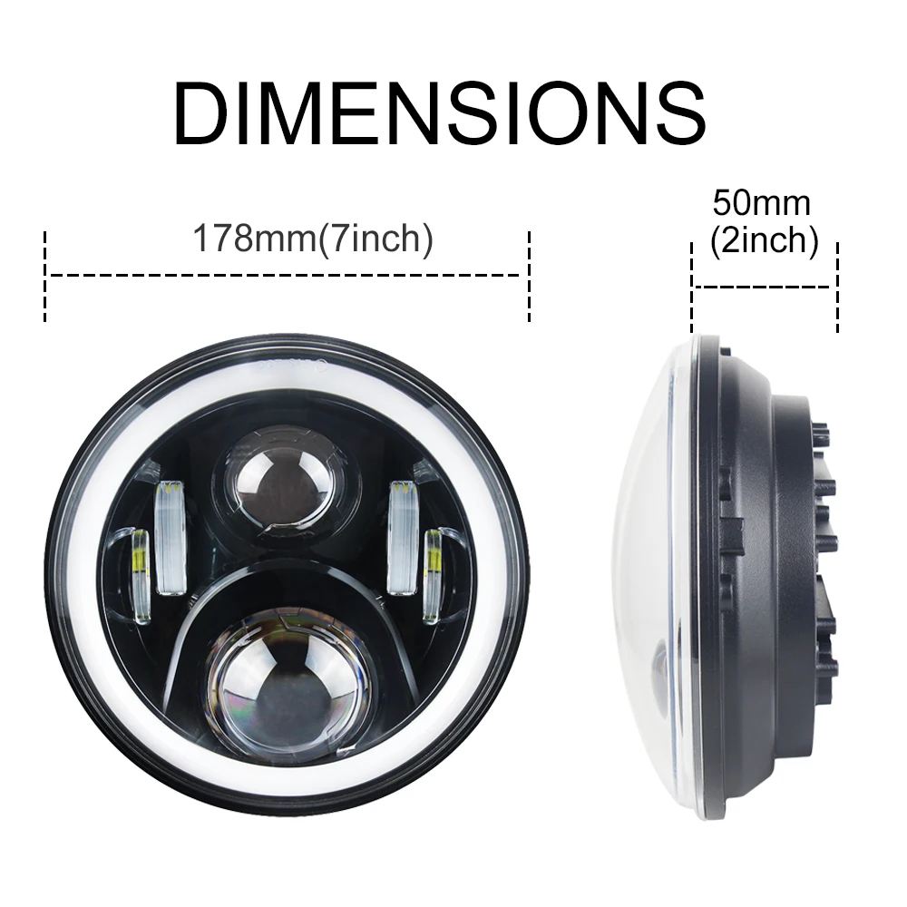 2pcs 7 Inch Round LED Headlight For Jeep Wrangler JK TJ For Hummer H1 H2 12V 24V For Suzuki Samurai Lada 4x4 urban Niva