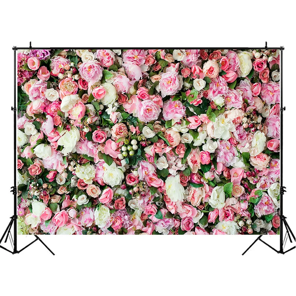 Fundo de parede para fotos de casamento, cerimônia de palco com flores rosas para decoração de festa de aniversário, retrato para bebê, estúdio de fotografia