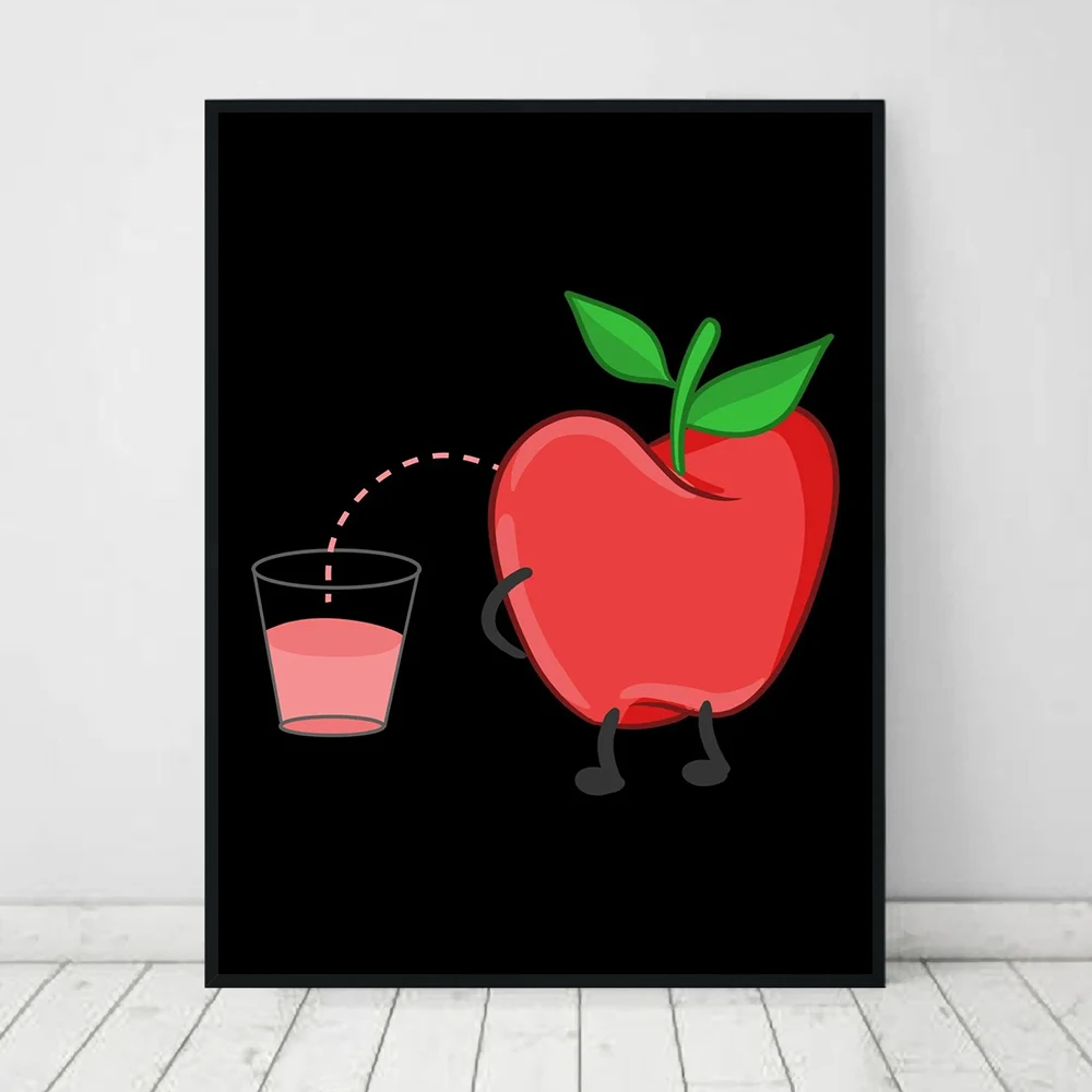 Cartoon Style Peenut Apple Peeking Poster Wall Art Canvas Prints Beer Painting Modular Pictures Living Room Modern Home Decor