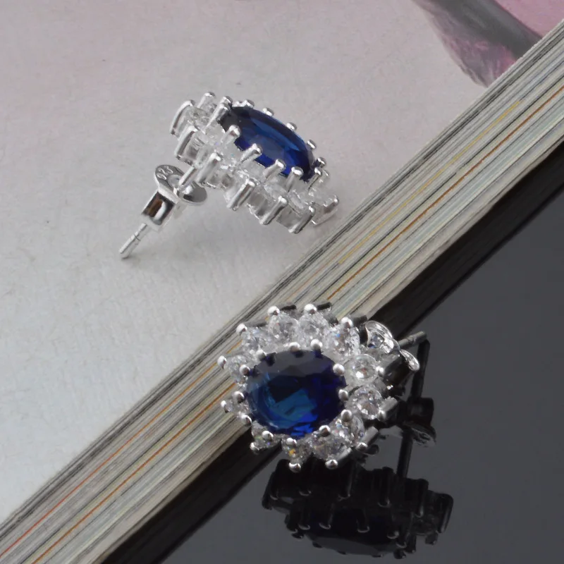 2023 New Style 925 Sterling Silver Earrings Sapphire Earrings Woman Charm Jewelry Wedding Gift