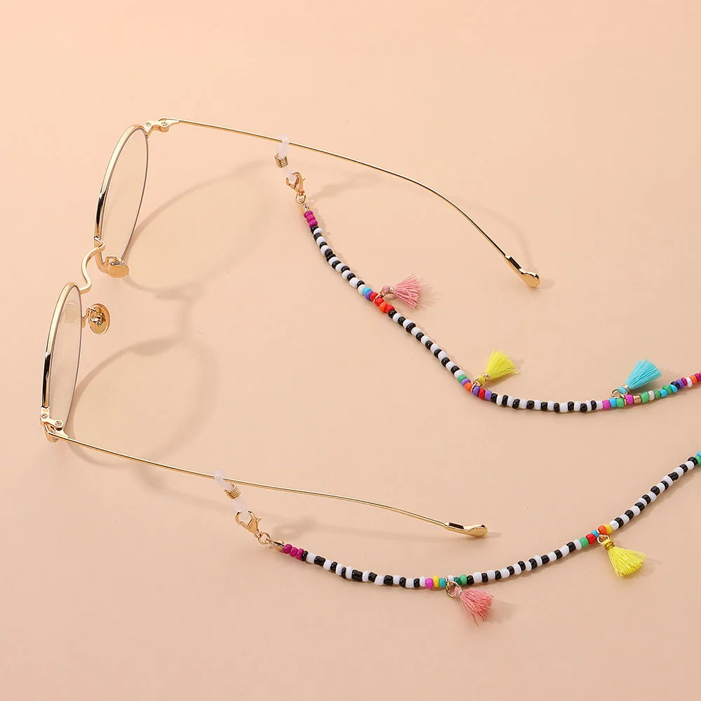 Multi-color Beaded Glasses Chain Anti-lost Lanyard Mask Strap Chain Necklace Tassel Hanging Glasses Chain Daily Jewelry Accessor