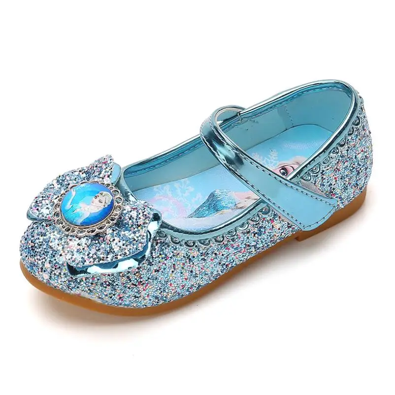 Children Leather Elsa Sandals Child Flat Heels Girls Princess Summer Elsa Shoes Chaussure Enfants Sandals Party Shoes Size 26-37