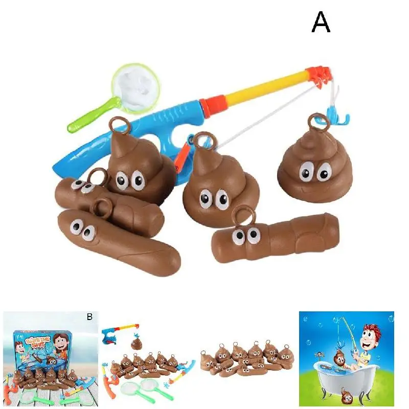 Funny Kids Bath Game Toy Set Floaters Poo Float Bathing Prank Fishing Toys Saves Stool New Fishing Game Puzzle And Tricky