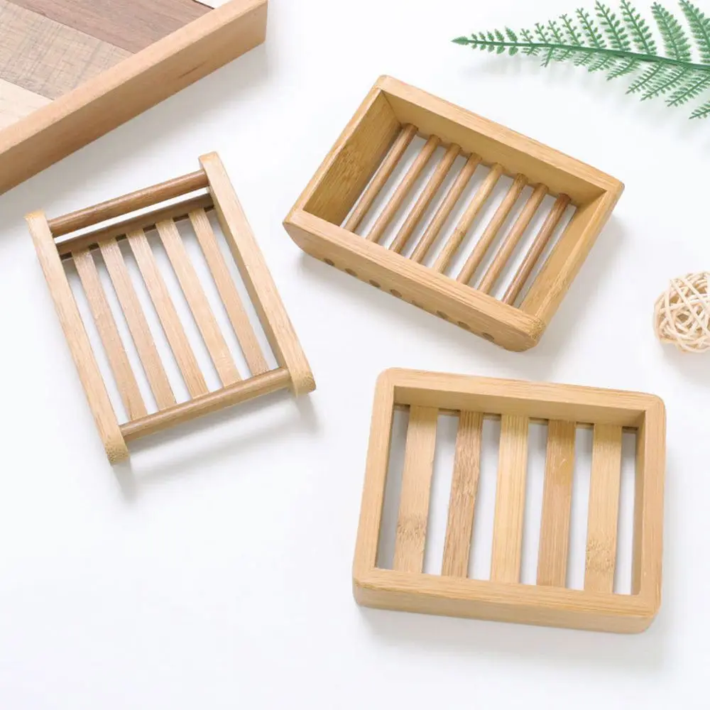 Kitchen Bamboo Shower Self Draining Soap Dish Tray Organizer Soap Saver Soap Holder Hanging Box
