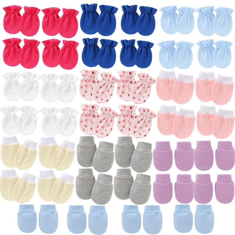 Gants paires/ensemble coton doux pour bébé 0-5M, Protection faciale anti-rayures, mitaines pour nouveau-né, fournitures pour Protection des mains