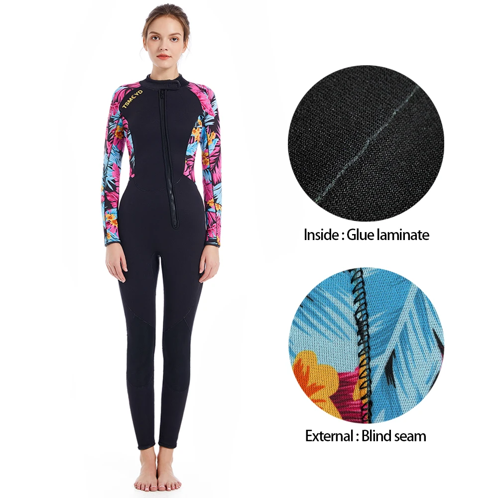 Custom Wholesale Women Neoprene Print Wetsuit Swimming kitesurf 3MM Surf Scuba Dive Equipment Keep Warm Winter spearfishing Suit