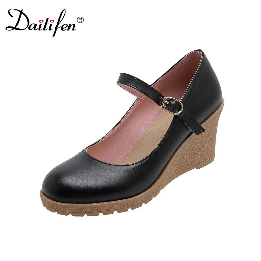 

Daitifen 2022 Fashion Office Lady Shoe Women's Concise Basic Pumps Women Spring Autumn Wedges T-strap Pumps Single Shoes Women