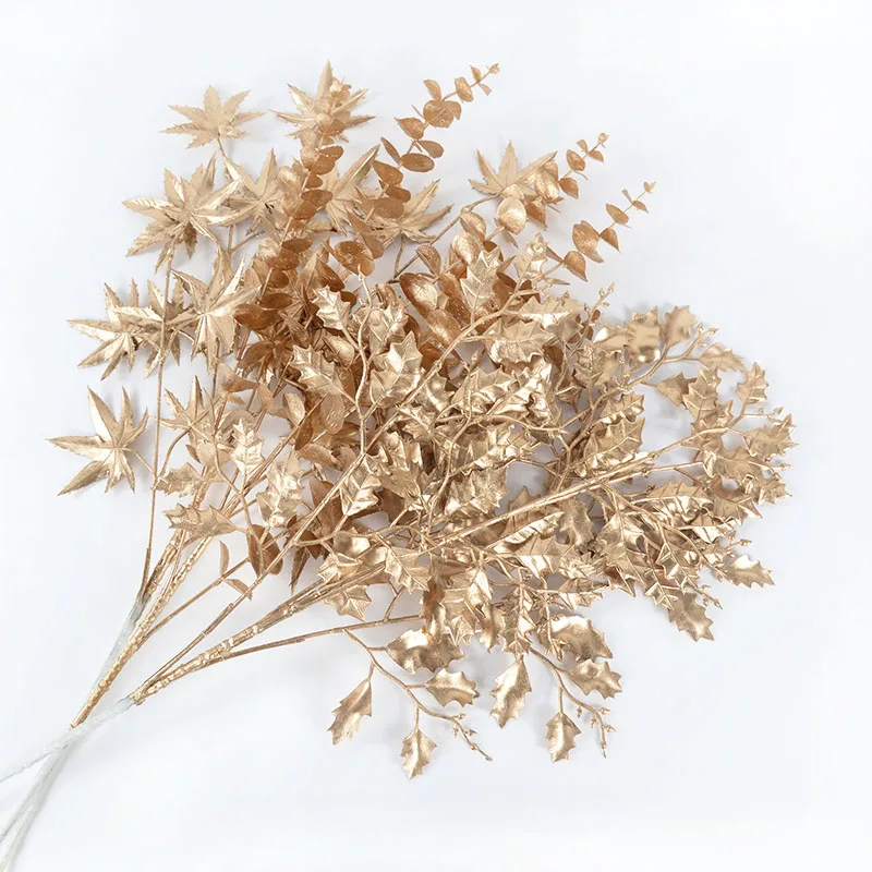 Goldene Serie Künstliche Blumen Konzentrischen Bouquet Eukalyptus Blätter Gefälschte Pflanzen Für Home Decor Hochzeit Weihnachten Party Blumen – Detail 13