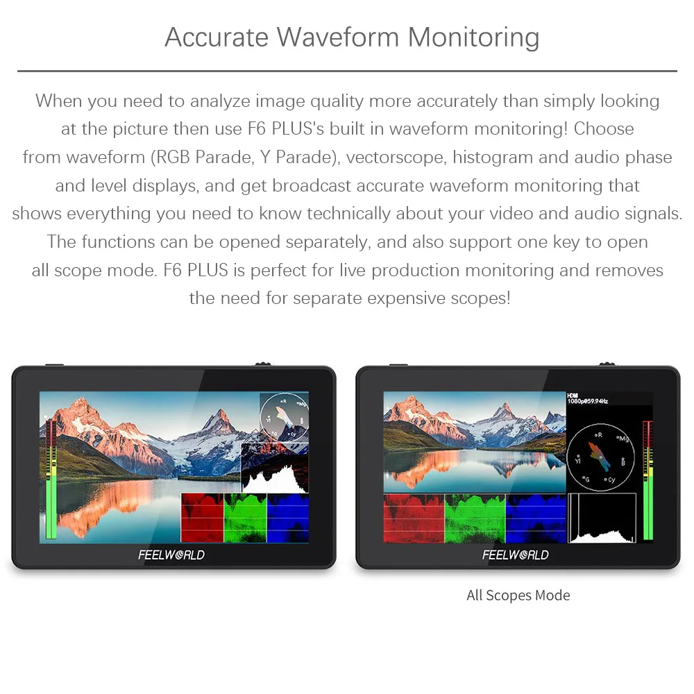 FEELWORLD F6 PLUS 5.5 Inch portable monitor hdmi 3D LUT Touch Screen DSLR Camera Field Monitor IPS FHD1920x1080 monitor 4K HDMI