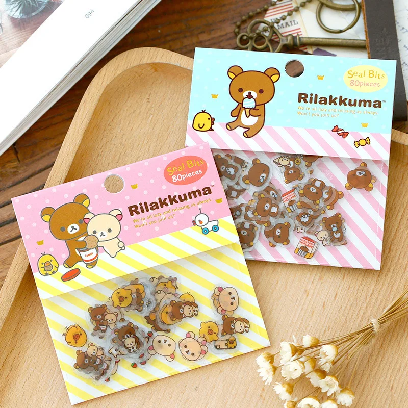 PVC sevimli Mohamm ayı Rilakkuma günlüğü sevimli japon seyahat yapışkanlı dekoratif albümü çıkartmalar Scrapbooking kırtasiye