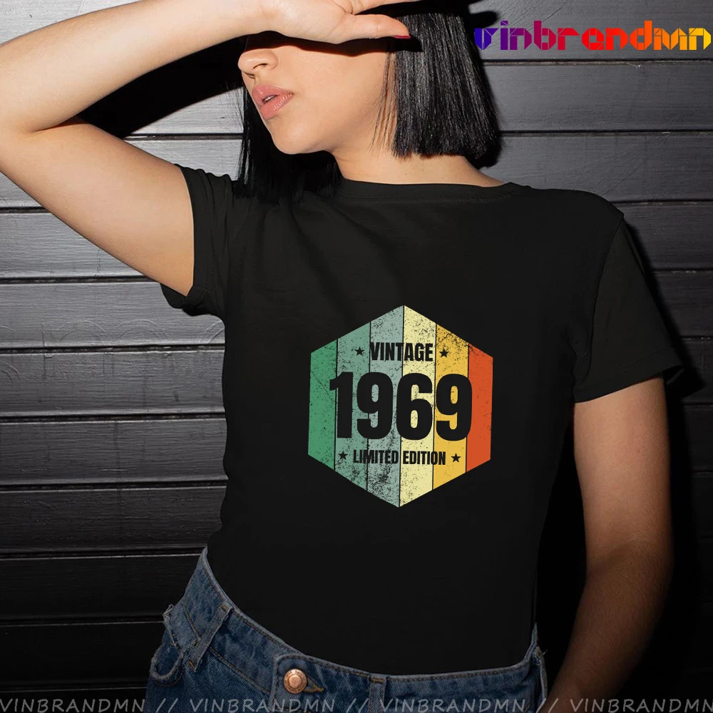 Vintage 1969 T Shirt Fashion woman Cotton Short Sleeve Tee Shirt Vintage Streetwear Tops 52th Birthday Gift TShirt Camisetas