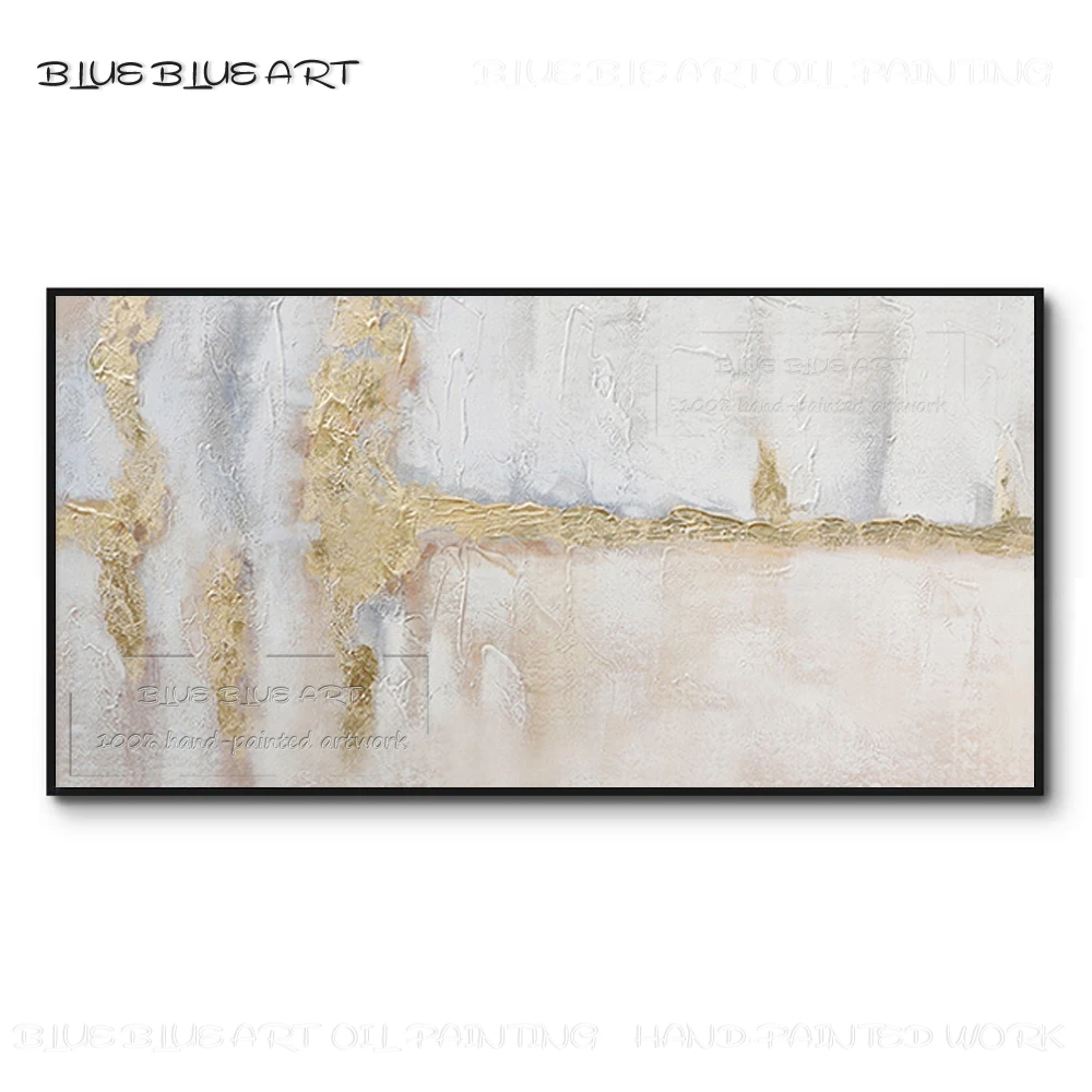 

New Painting Hand-painted Modern Abstract Gold Foil Oil Painting on Canvas Abstract with Gold Foil Painting for Living Room Wall