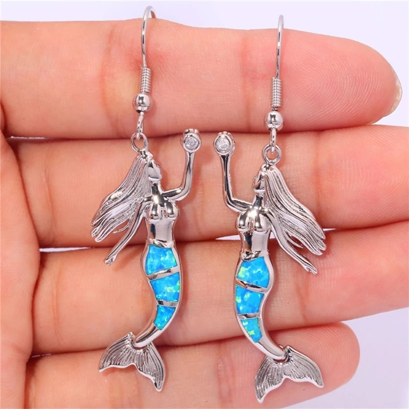 Fashion Mermaid Earrings Charms Bridal Wedding Birthday Gift For Women Earrings Ear Decoration Jewelry